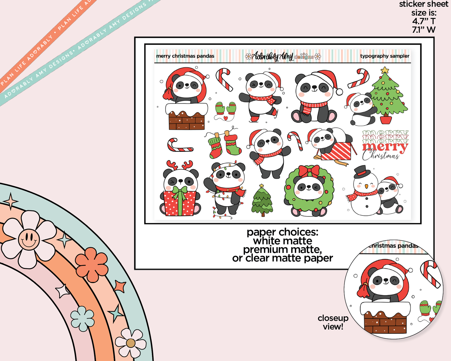 Christmas Pandas Kawaii Decorative Planner Stickers