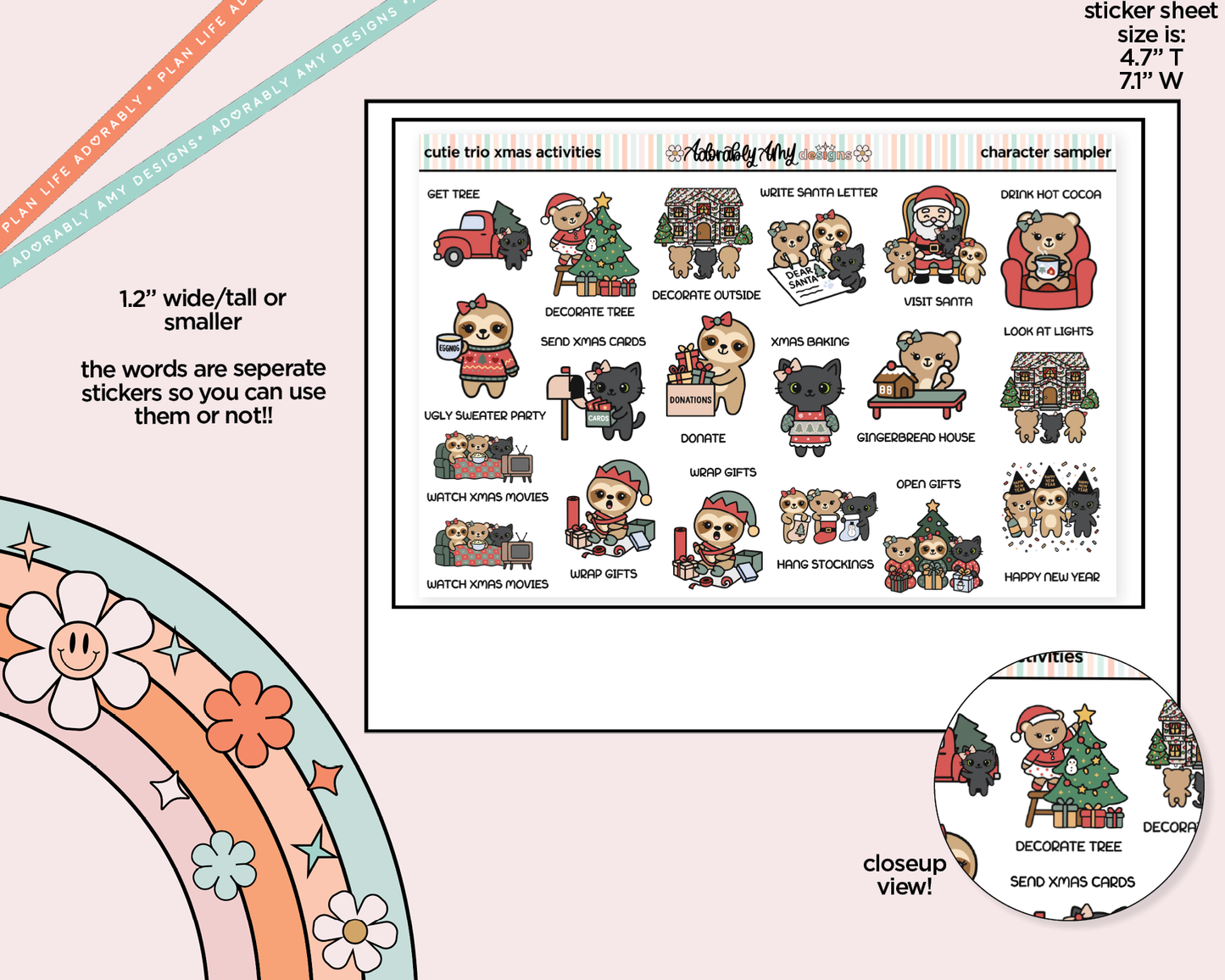 Christmas Bucketlist-Activities Cutie Trio Decoration Character Planner Stickers