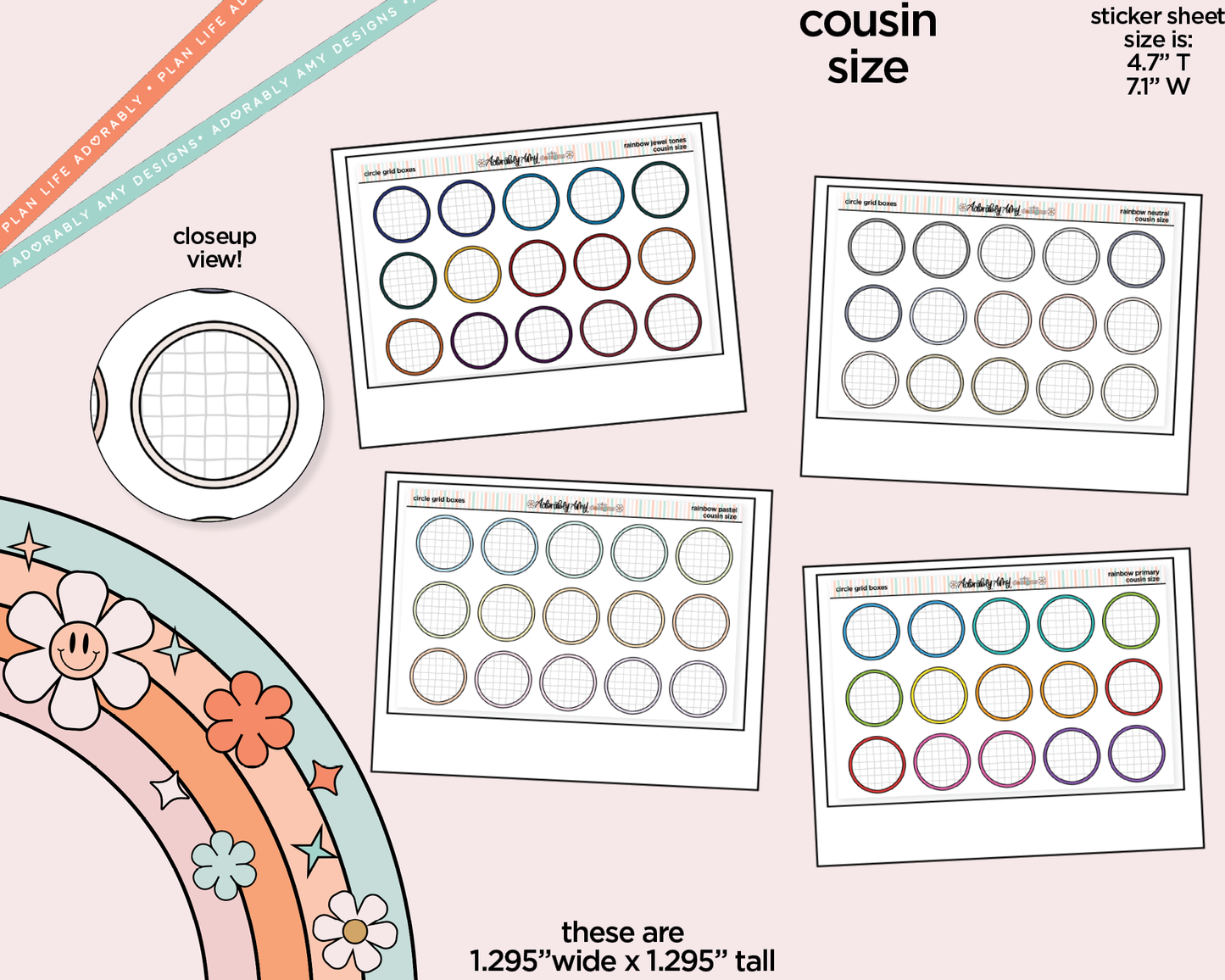 Hobo Cousin Circle Grid Boxes Planner Stickers for Hobo Cousin or any Planner or Insert