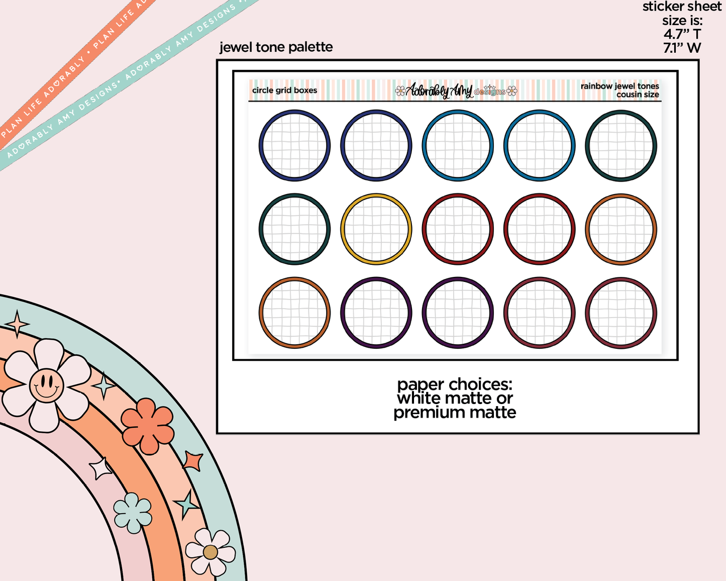 Hobo Cousin Circle Grid Boxes Planner Stickers for Hobo Cousin or any Planner or Insert