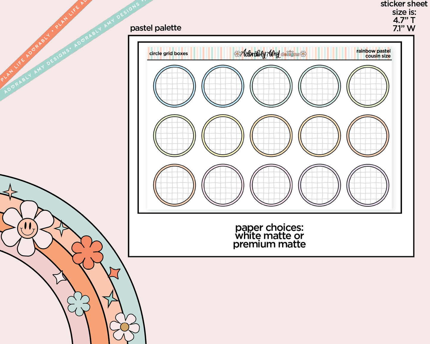 Hobo Cousin Circle Grid Boxes Planner Stickers for Hobo Cousin or any Planner or Insert