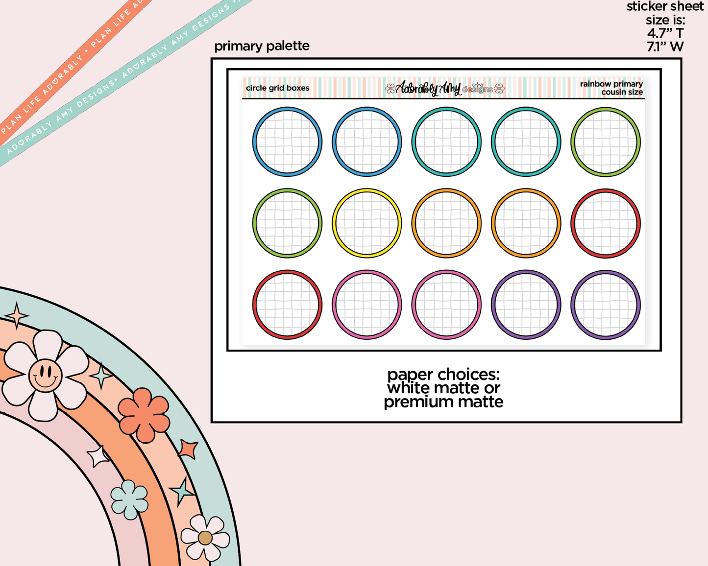 Hobo Cousin Circle Grid Boxes Planner Stickers for Hobo Cousin or any Planner or Insert