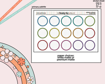 Hobo Cousin Circle Grid Boxes Planner Stickers for Hobo Cousin or any Planner or Insert