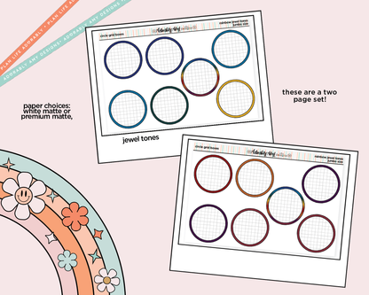 Rainbow Circle Grid Boxes Large/Jumbo Stickers for any Planner or Insert