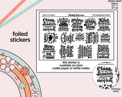 Foiled Class is in Session Deco Typography Sampler Planner Stickers