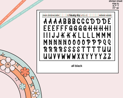 Classic Christmas Alphabet Stickers Deco Typography Sampler Planner Stickers
