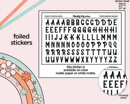 Foiled Classic Christmas Alphabet Stickers Deco Typography Sampler Planner Stickers