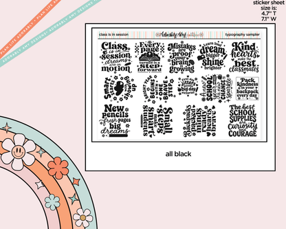 Class is in Sessions School Typography Sampler Planner Stickers