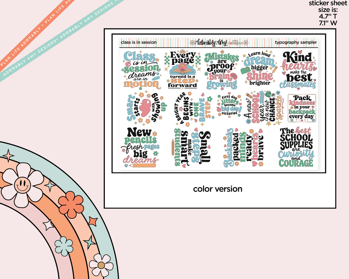 Class is in Sessions School Typography Sampler Planner Stickers