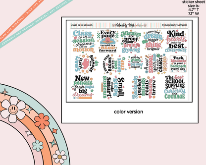 Class is in Sessions School Typography Sampler Planner Stickers