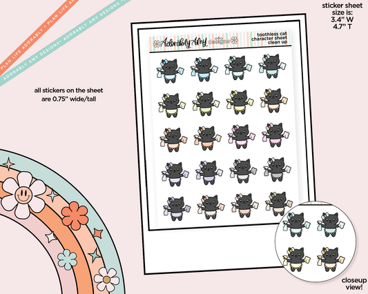 Toothless Cat Clean Up Decoration Character Planner Stickers - Adorably Amy Designs