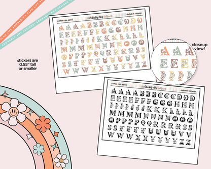 Coffee Cafe Alphabet Stickers Deco Typography Sampler Planner Stickers