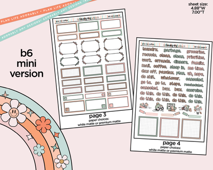 Mini B6 Give Me Coffee Planner Sticker Kit sized for ANY Vertical Insert