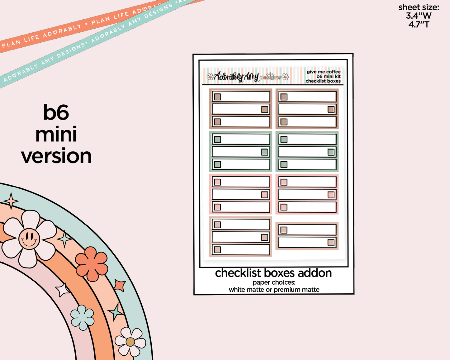 Mini B6 Give Me Coffee Planner Sticker Kit sized for ANY Vertical Insert