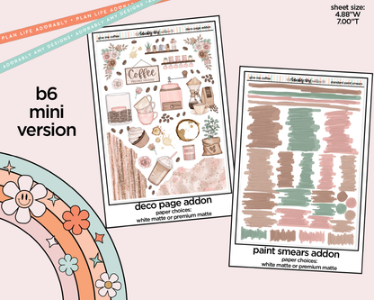 Mini B6 Give Me Coffee Planner Sticker Kit sized for ANY Vertical Insert