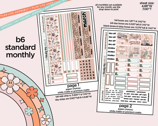 Standard B6 Monthly Pick Your Month Give Me Coffee Planner Sticker Kit for some B6 Planners