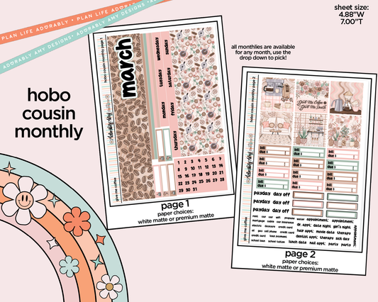 Hobonichi Cousin Monthly Pick Your Month Give Me Coffee Planner Sticker Kit for Hobo Cousin or Similar Planners