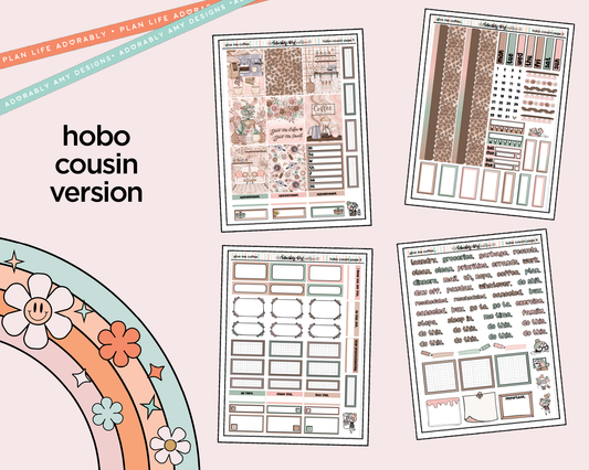 Hobonichi Cousin Weekly Give Me Coffee Planner Sticker Kit for Hobo Cousin or Similar Planners