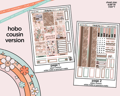 Hobonichi Cousin Weekly Give Me Coffee Planner Sticker Kit for Hobo Cousin or Similar Planners