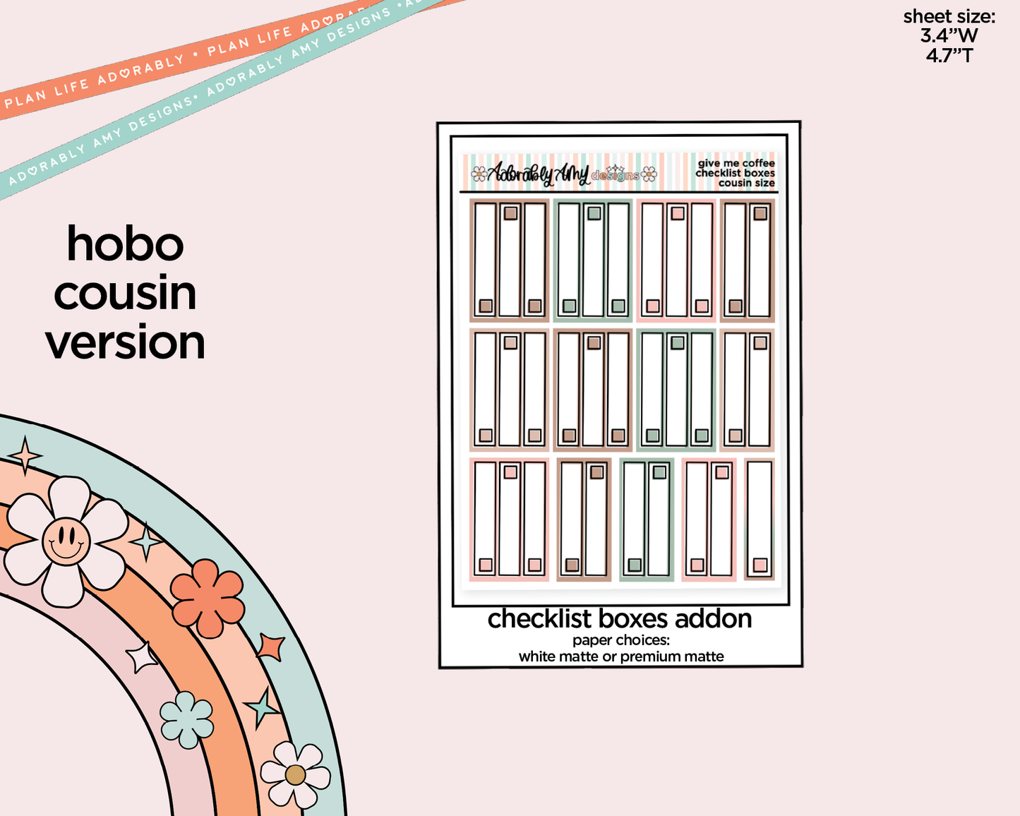 Hobonichi Cousin Weekly Give Me Coffee Planner Sticker Kit for Hobo Cousin or Similar Planners