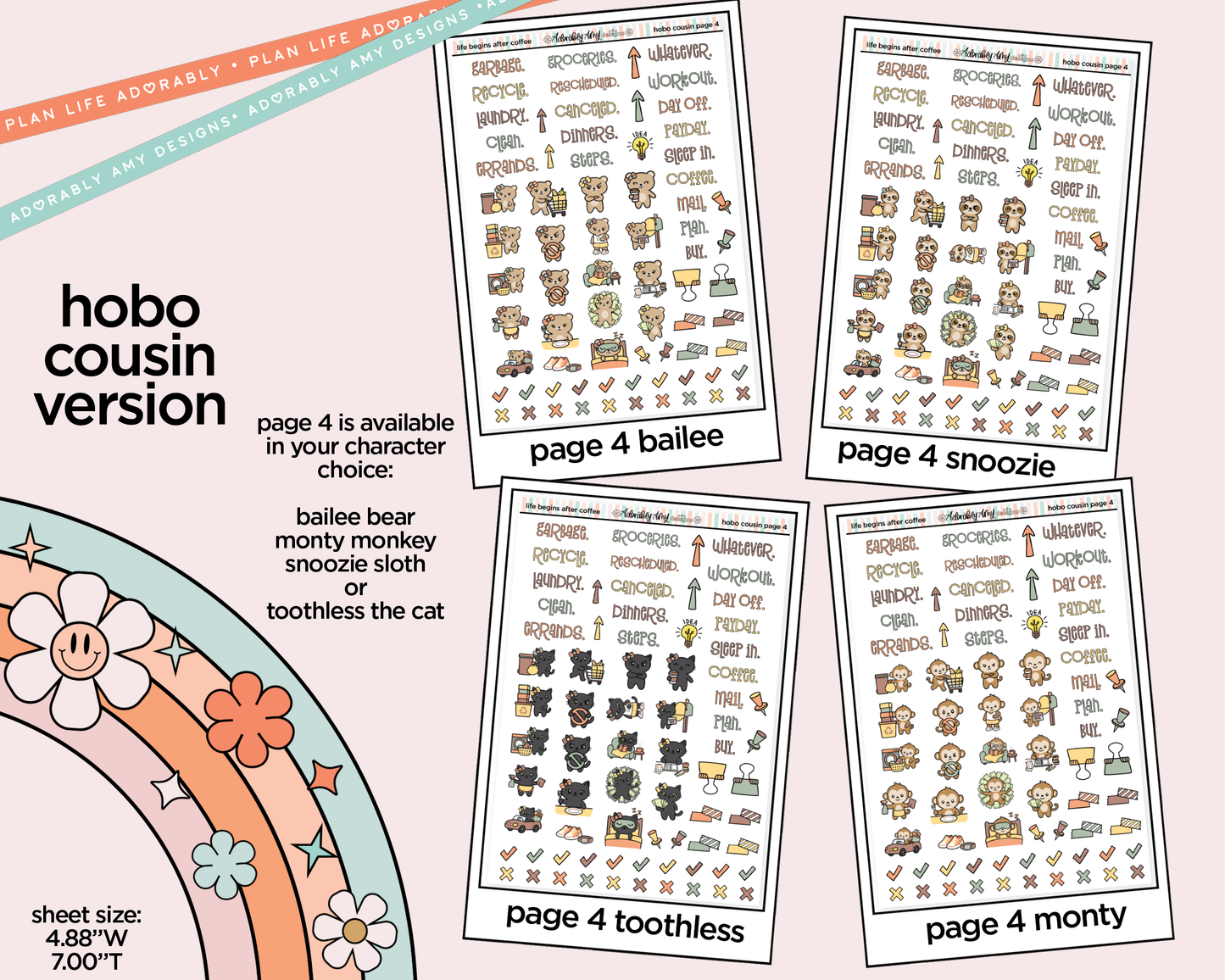 Hobonichi Cousin Weekly Life Begins After Coffee Planner Sticker Kit for Hobo Cousin or Similar Planners