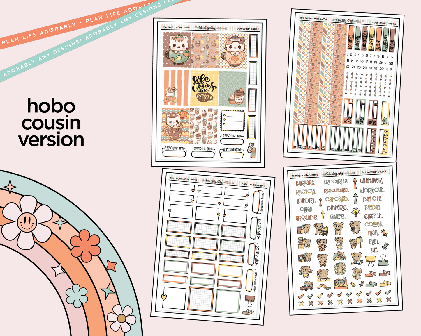 Hobonichi Cousin Weekly Life Begins After Coffee Planner Sticker Kit for Hobo Cousin or Similar Planners