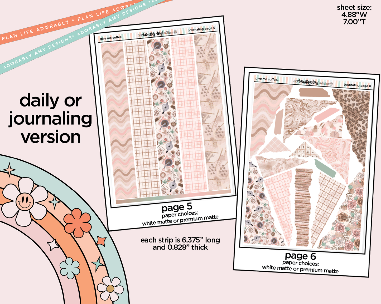 Journaling and Daily Planning Give Me Coffee Planner Sticker Kit