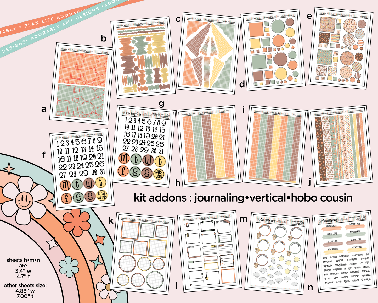 Hobonichi Cousin Weekly Life Begins After Coffee Planner Sticker Kit for Hobo Cousin or Similar Planners