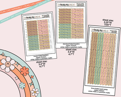 Foiled Give Me Coffee Headers or Long Strips Planner Stickers for any Planner or Insert