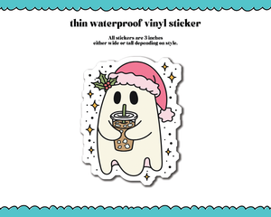 Waterproof Vinyl Large Diecut Stickers - Coffee Ghost Christmas Vinyl