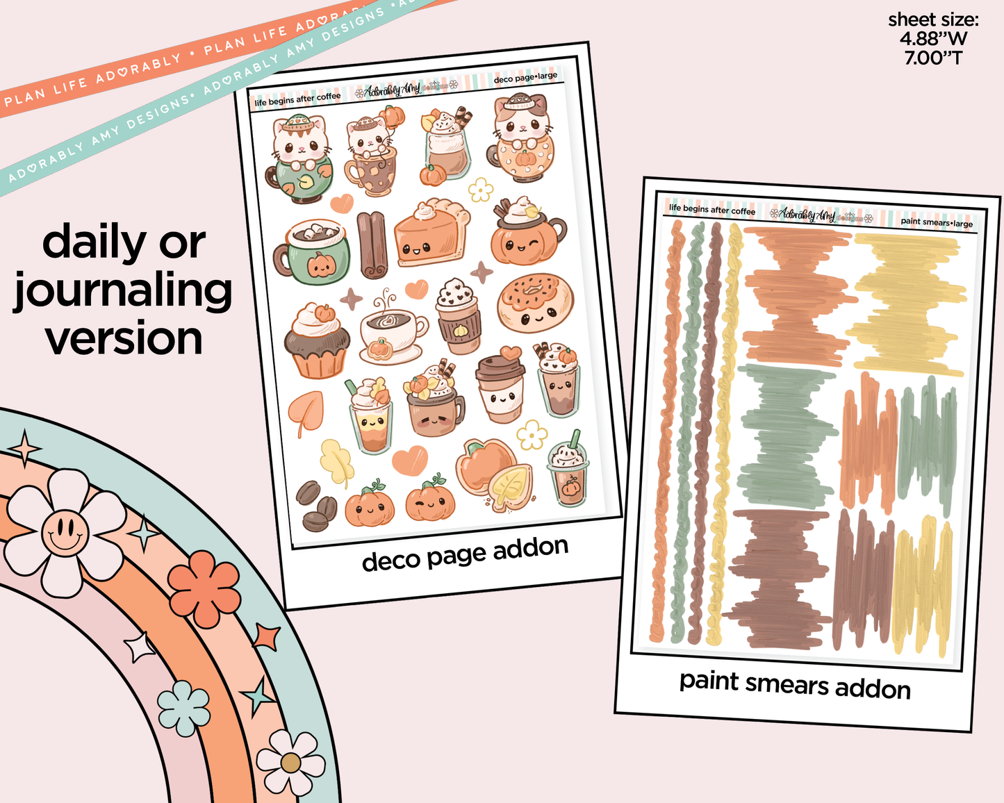 Journaling and Daily Planning Life Begins After Coffee Planner Sticker Kit