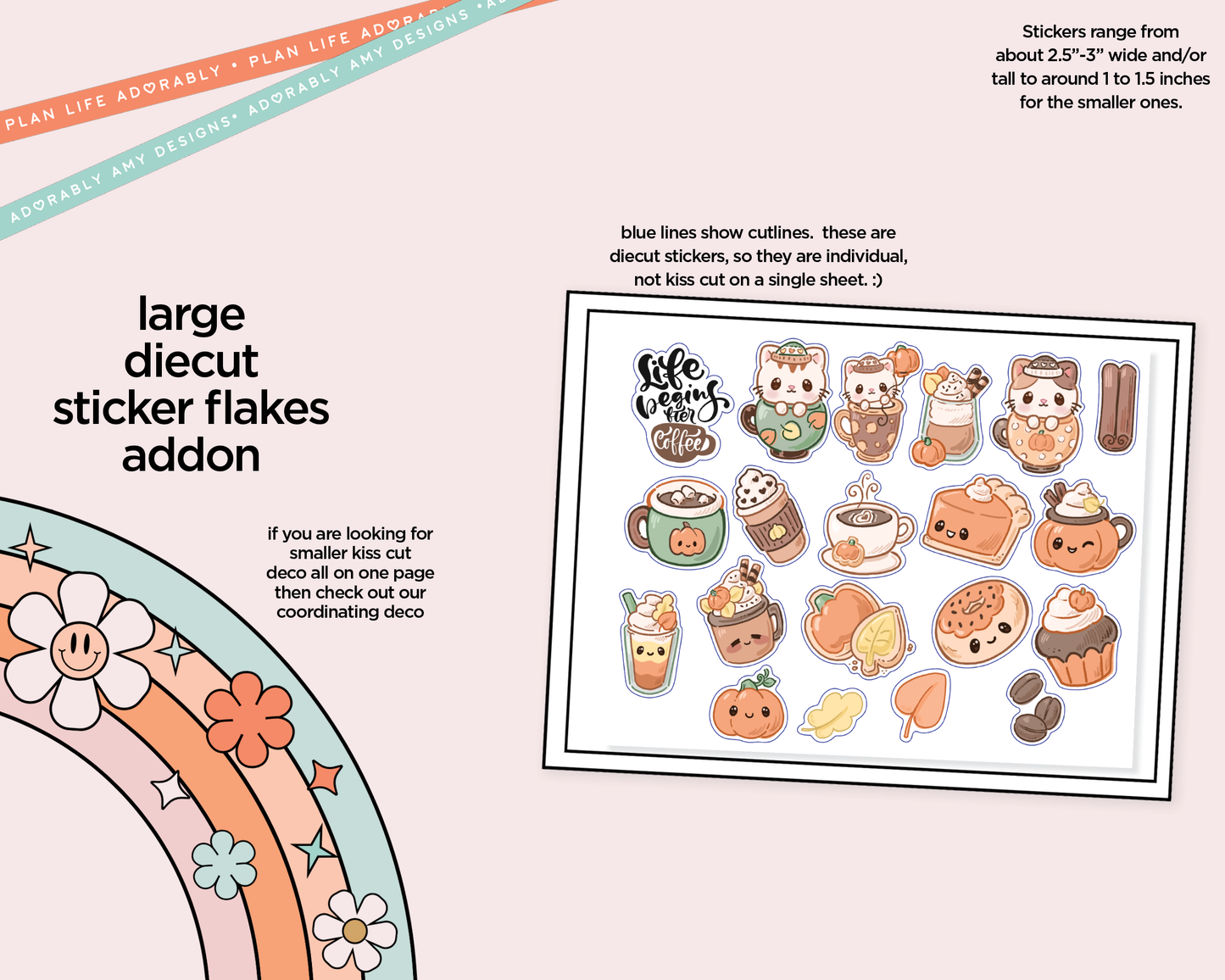 Journaling and Daily Planning Life Begins After Coffee Planner Sticker Kit
