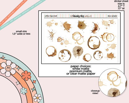 Coffee Stains and Splashes in 3 Sizes Decorative Planner Stickers