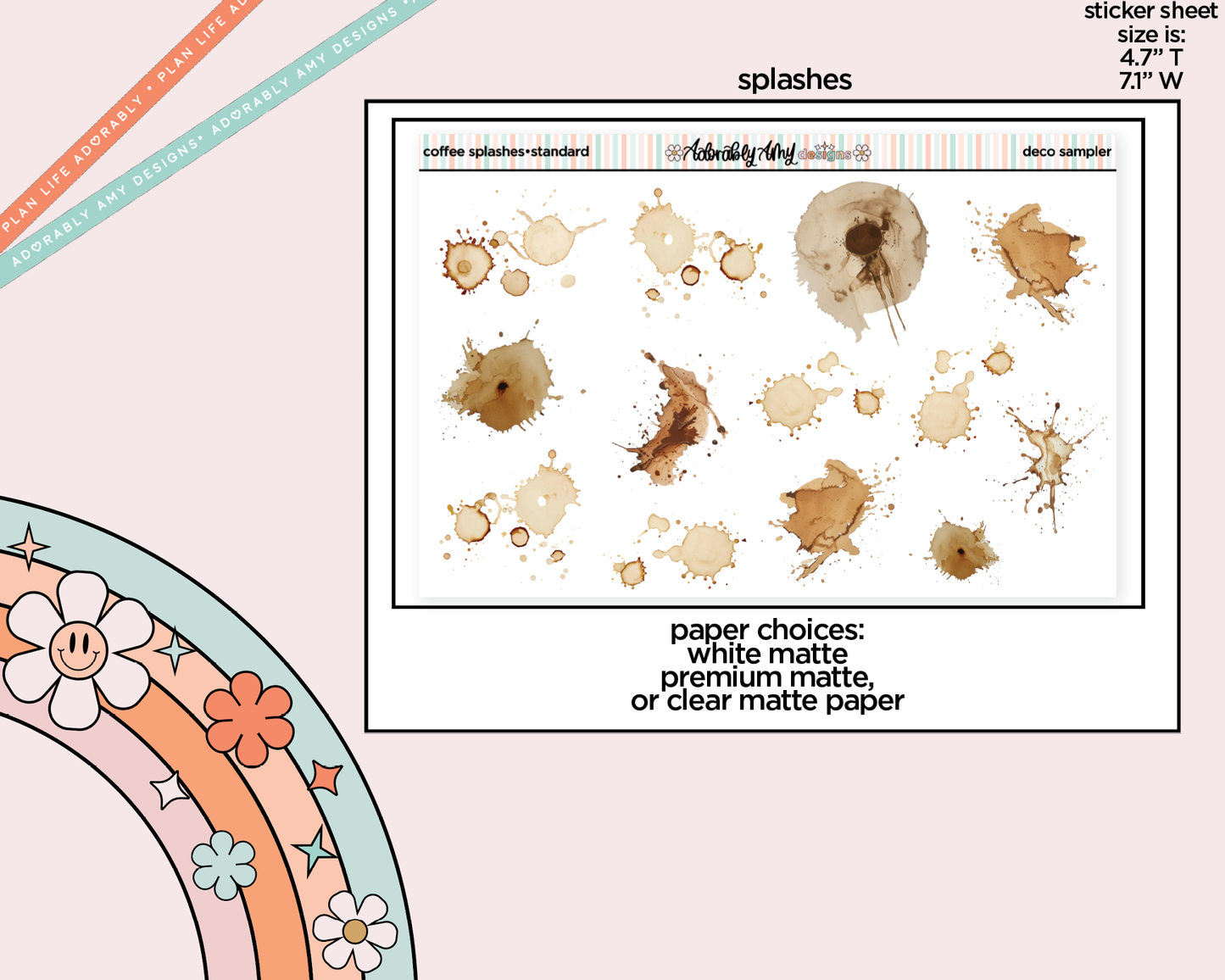 Coffee Stains and Splashes in 3 Sizes Decorative Planner Stickers