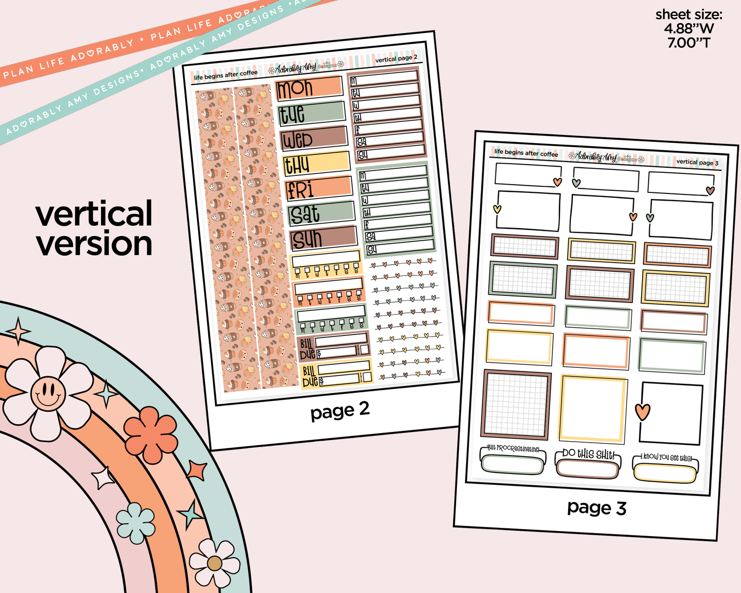 Vertical Life Begins After Coffee Kit for Vertical Standard Size Planners or Insert