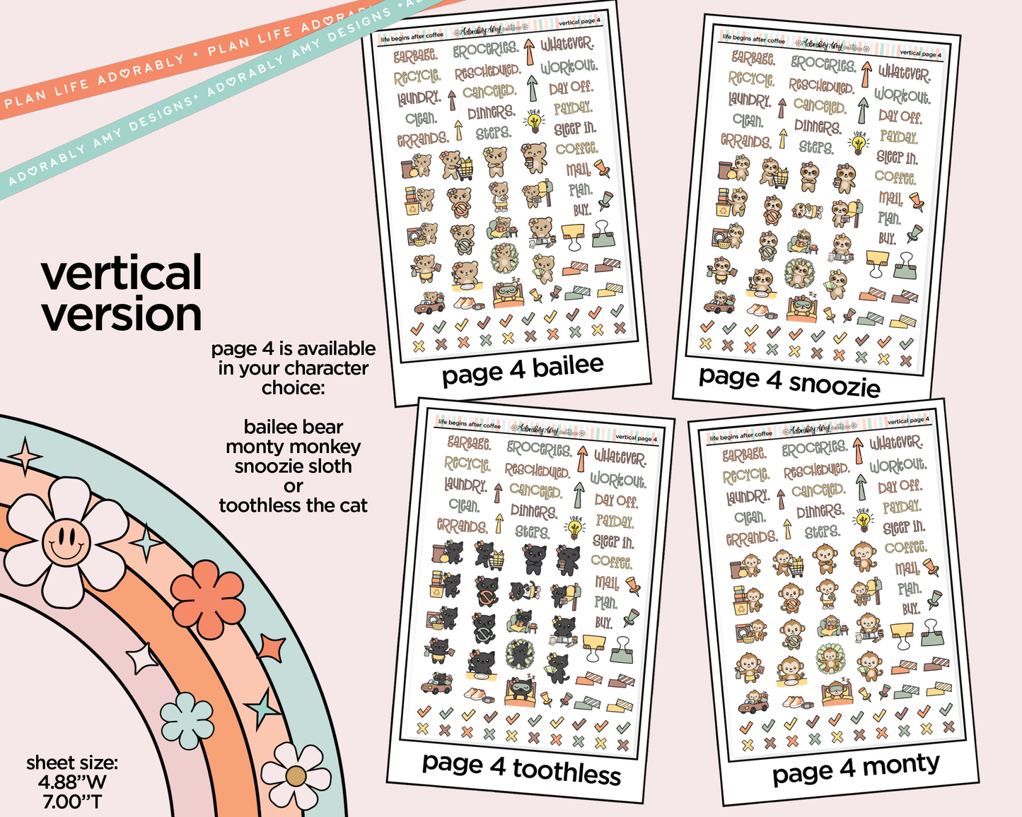Vertical Life Begins After Coffee Kit for Vertical Standard Size Planners or Insert