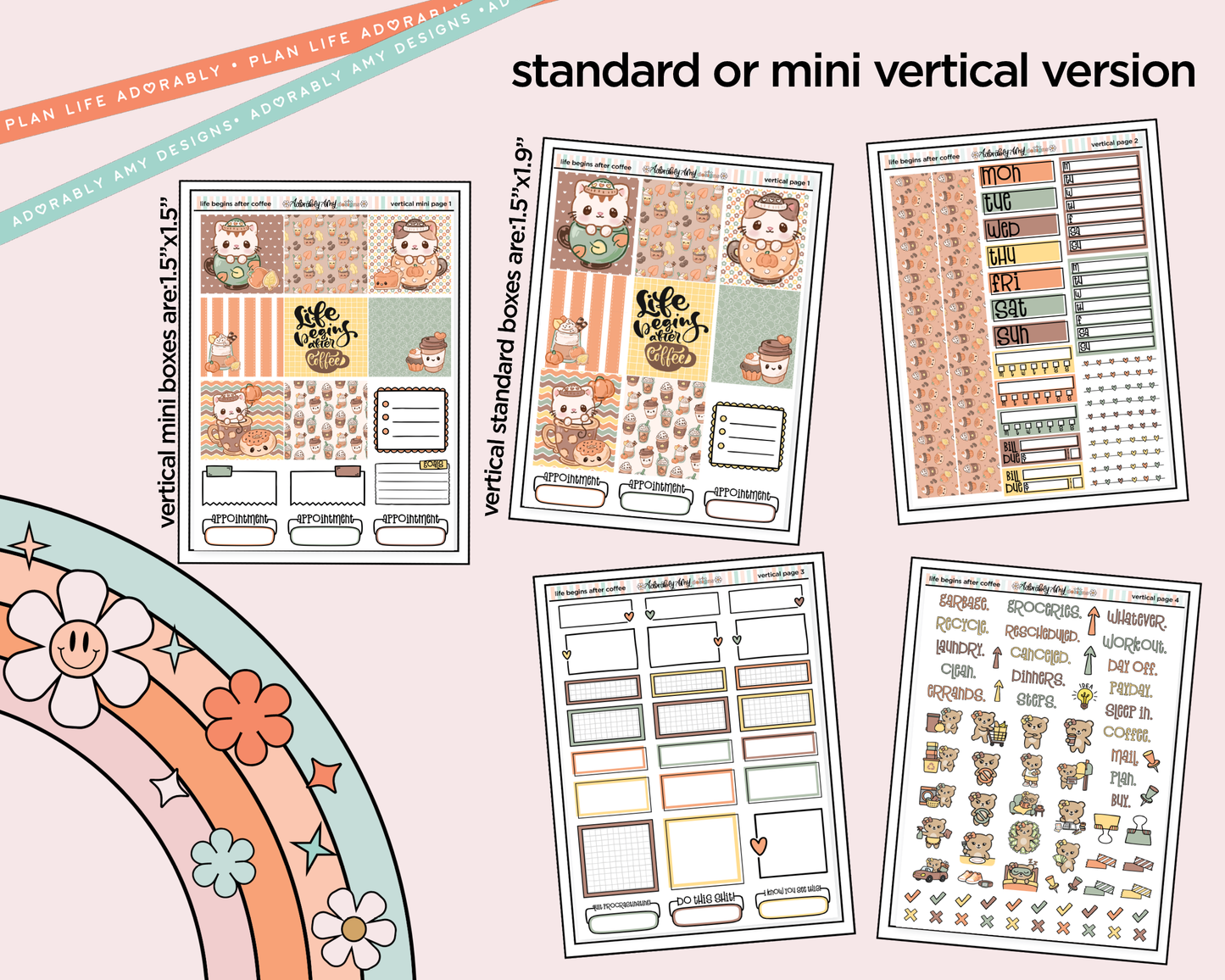 Vertical Life Begins After Coffee Kit for Vertical Standard Size Planners or Insert