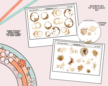 Coffee Stains and Splashes in 3 Sizes Decorative Planner Stickers