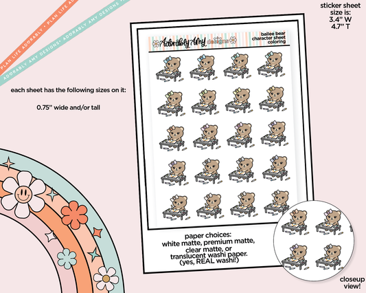 Bailee Bear Coloring Time Decoration Character Planner Stickers