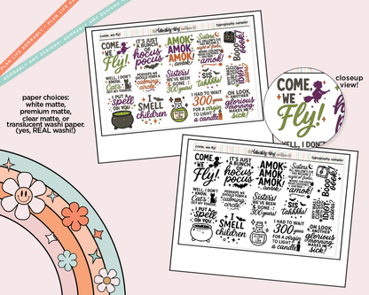 Come, We Fly! Sanderson Sisters Deco Typography Sampler Planner Stickers