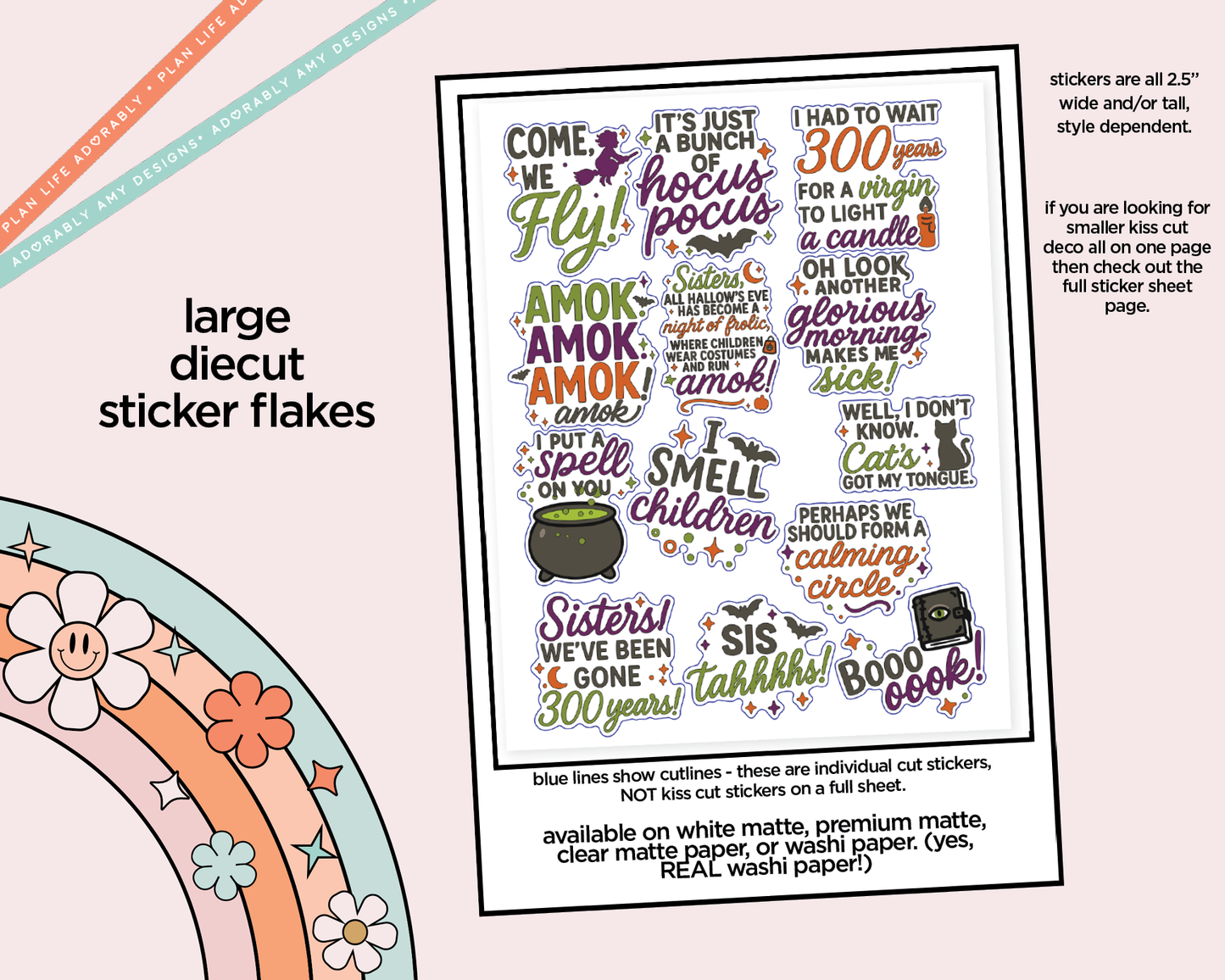 Come, We Fly! Sanderson Sisters Deco Typography Sampler Planner Stickers