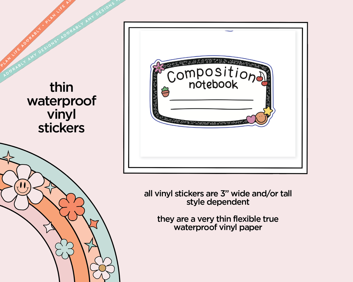 Compotition Notebook Sticker Waterproof Vinyl Large Diecut Stickers - Composition Notebook Cover ...