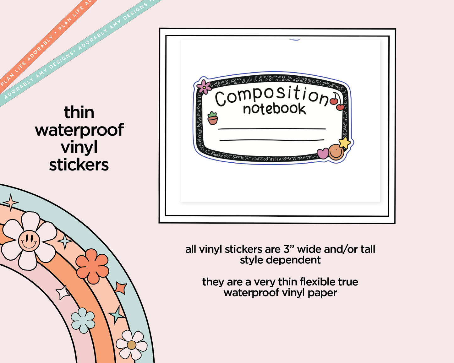 Waterproof Vinyl Large Diecut Stickers - Composition Notebook Cover