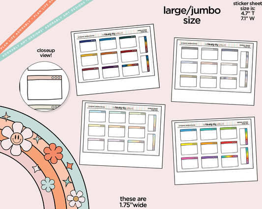 Rainbow Computer Window Boxes Large/Jumbo Stickers for any Planner or Insert