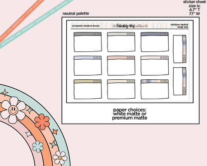 Rainbow Computer Window Boxes Large/Jumbo Stickers for any Planner or Insert
