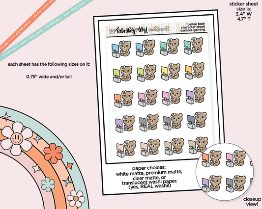 Bailee Bear Console Gaming Decoration Character Planner Stickers