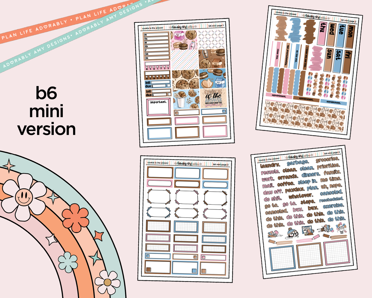 Mini B6 Cookie is the Answer Planner Sticker Kit sized for ANY Vertical Insert