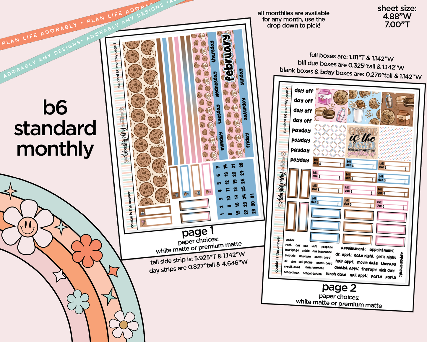 Standard B6 Monthly Pick Your Month Cookie is the Answer Planner Sticker Kit for some B6 Planners