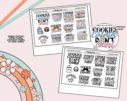 Cookie Calories Don't Count Deco Typography Sampler Planner Stickers