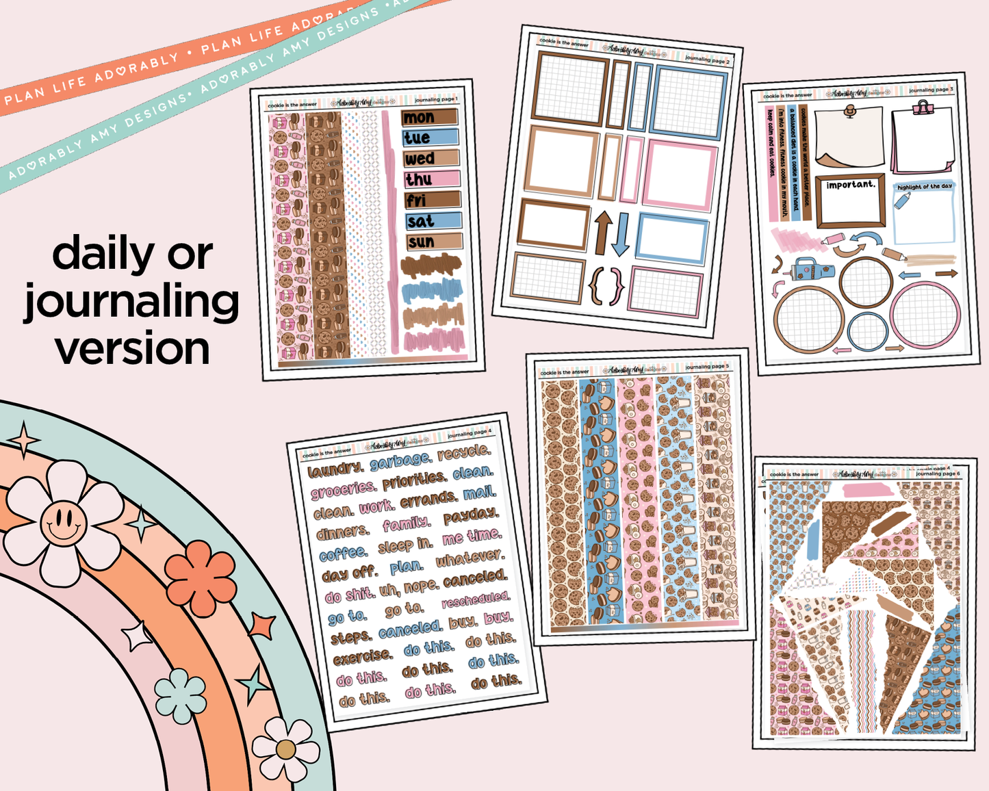 Journaling and Daily Planning Cookie is the Answer Planner Sticker Kit